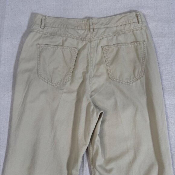 Talbots Beige Wide-Leg Relaxed Fit Cotton Chino Pants 12P (34x27) - Picture 11 of 13